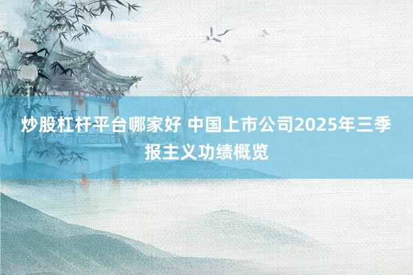 炒股杠杆平台哪家好 中国上市公司2025年三季报主义功绩概览