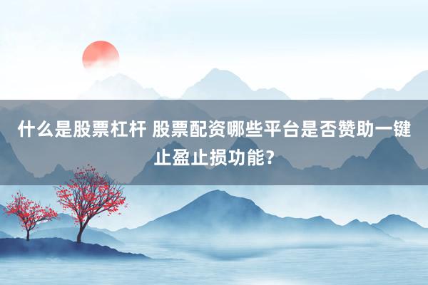 什么是股票杠杆 股票配资哪些平台是否赞助一键止盈止损功能？